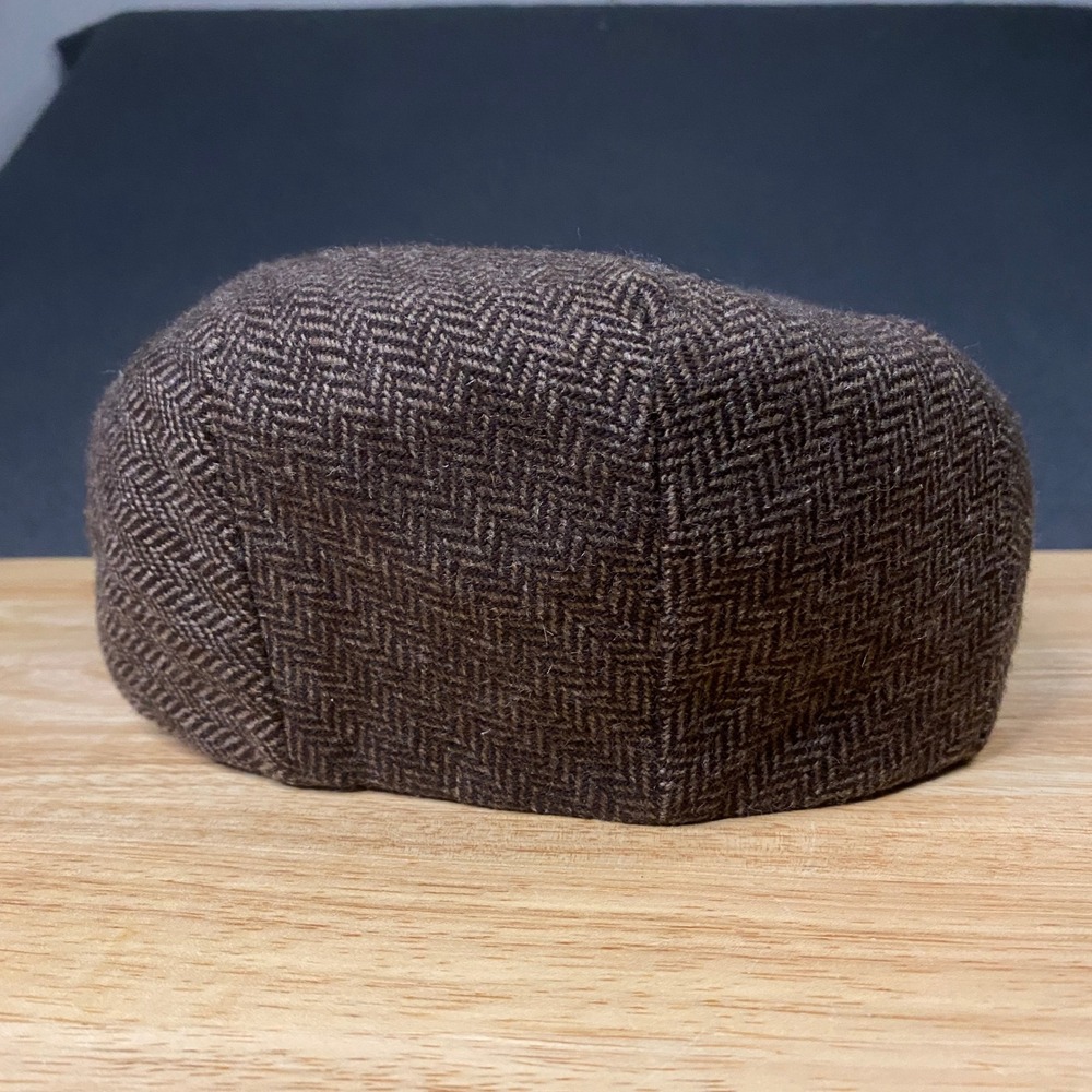 Bailey Flat Cap Men Small Brown Herringbone Wool Italy Ivy Newsboy Hat 17402 - Picture 2 of 5